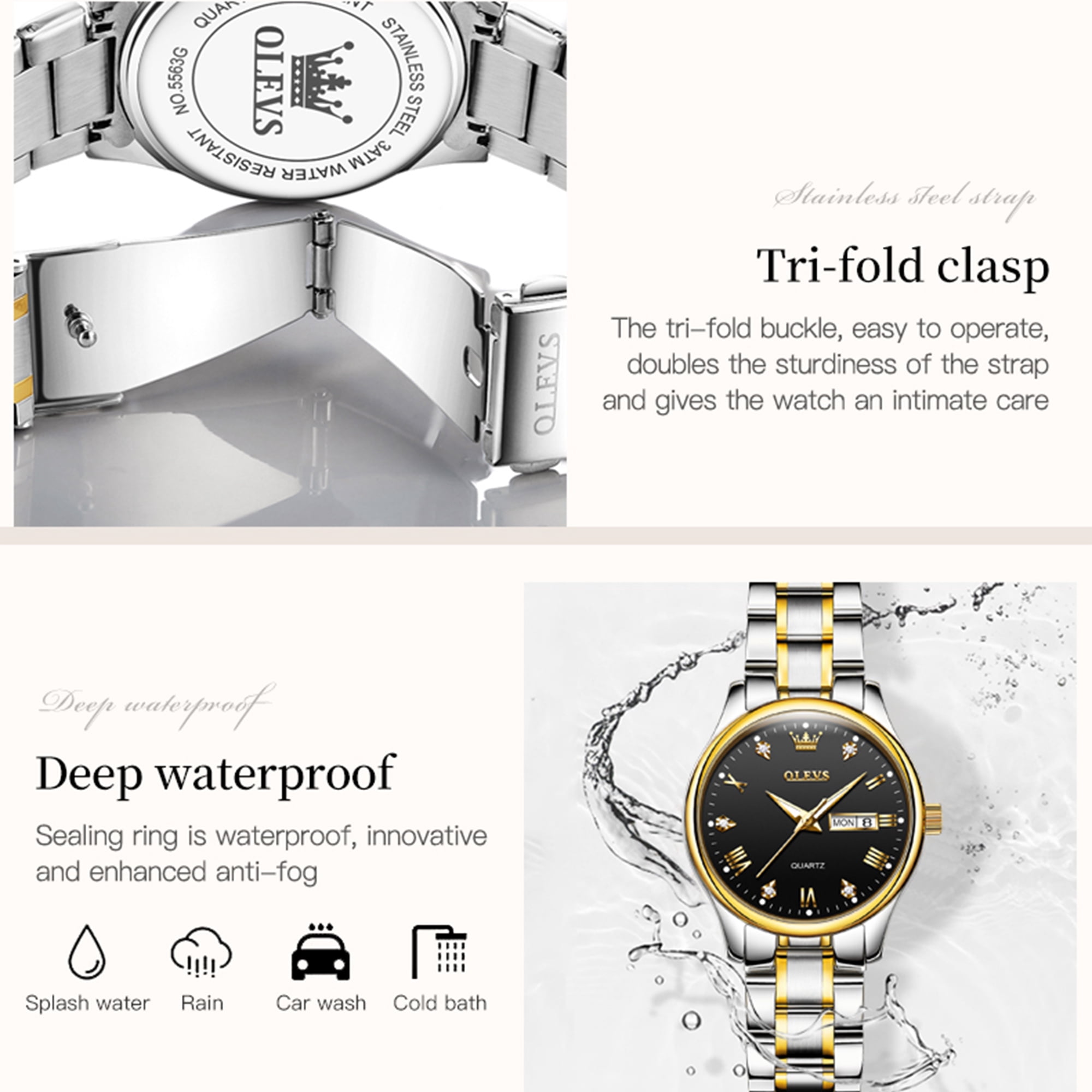 OLEVS Watches for Women Luxury Dress Quartz Analog Casual Gold Plated Stainless Steel Waterproof Luminous Date Fashion Ladies Wrist Watches Gifts Relojes para Mujer