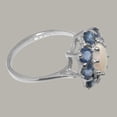 thumbnail image 5 of LBG British Made 18k White Gold Natural Opal & Sapphire Womens Engagement Ring - 33 size options - Size 9.75, 5 of 6