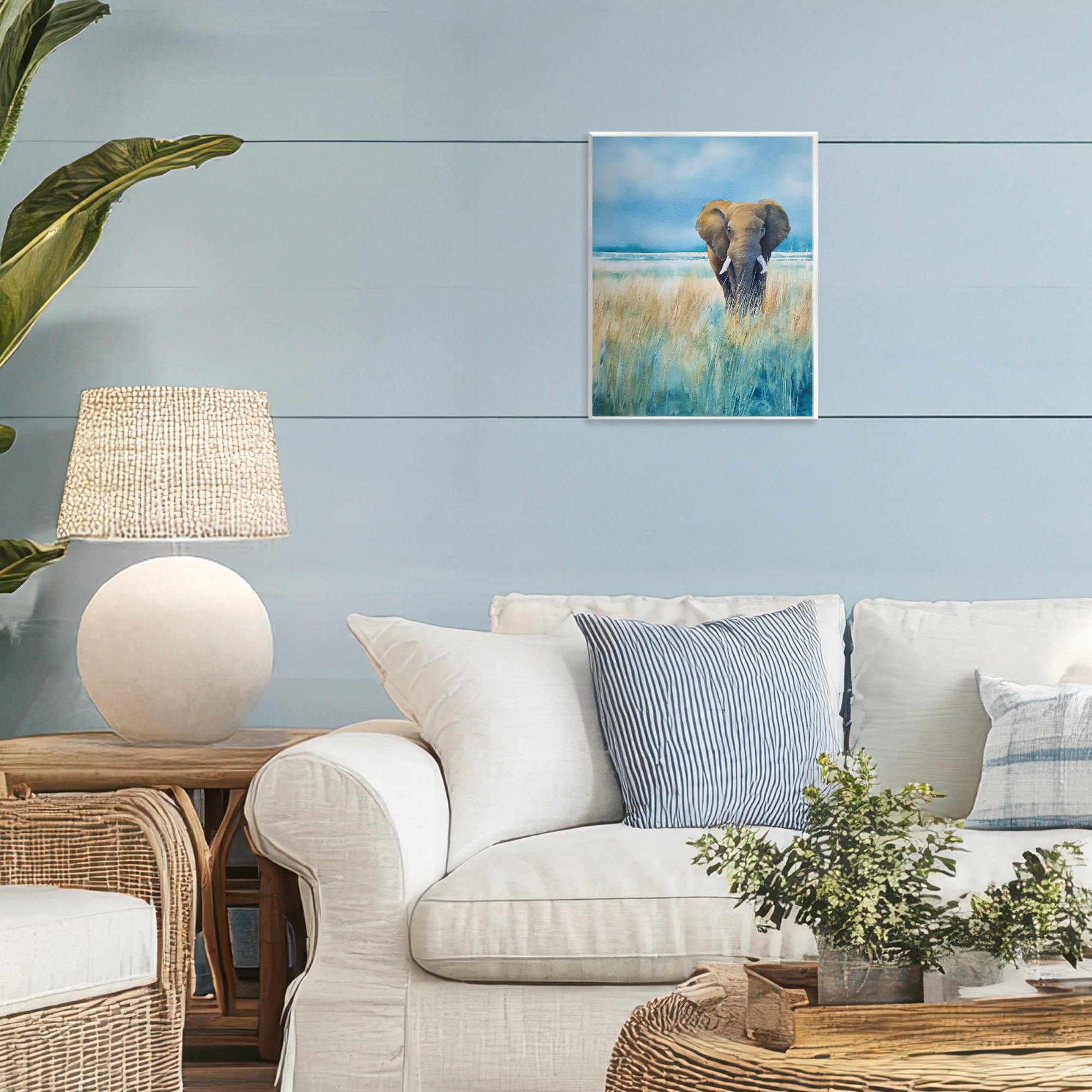 Stupell Industries Blue Grass Elephant Wall Plaque Art, design by Franklyn Gregory