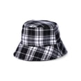 thumbnail image 2 of No Boundaries Women's Reversible Plaid Bucket Hat, Black, 2 of 4