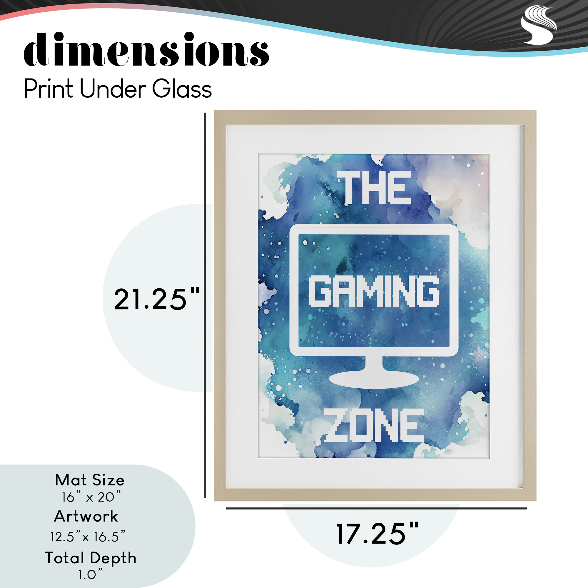 Gaming Zone Moniter Birch Framed Print Under Glass, design by Marcus Prime