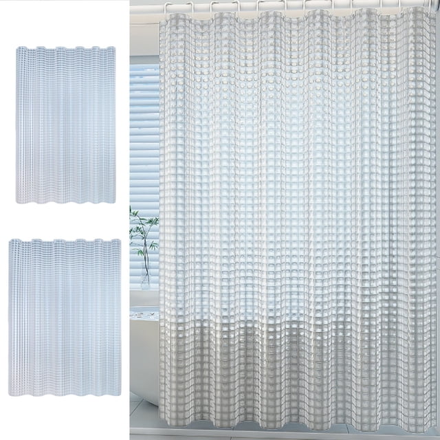 Cortina de Ducha Transparente, Diseño de Plástico Impermeable, Textura Gruesa para Una Caída Elegante, Uso Versátil Como Cortina para Puerta o Ventana, Decoración de Baño, Fácil Instalación con Ganch