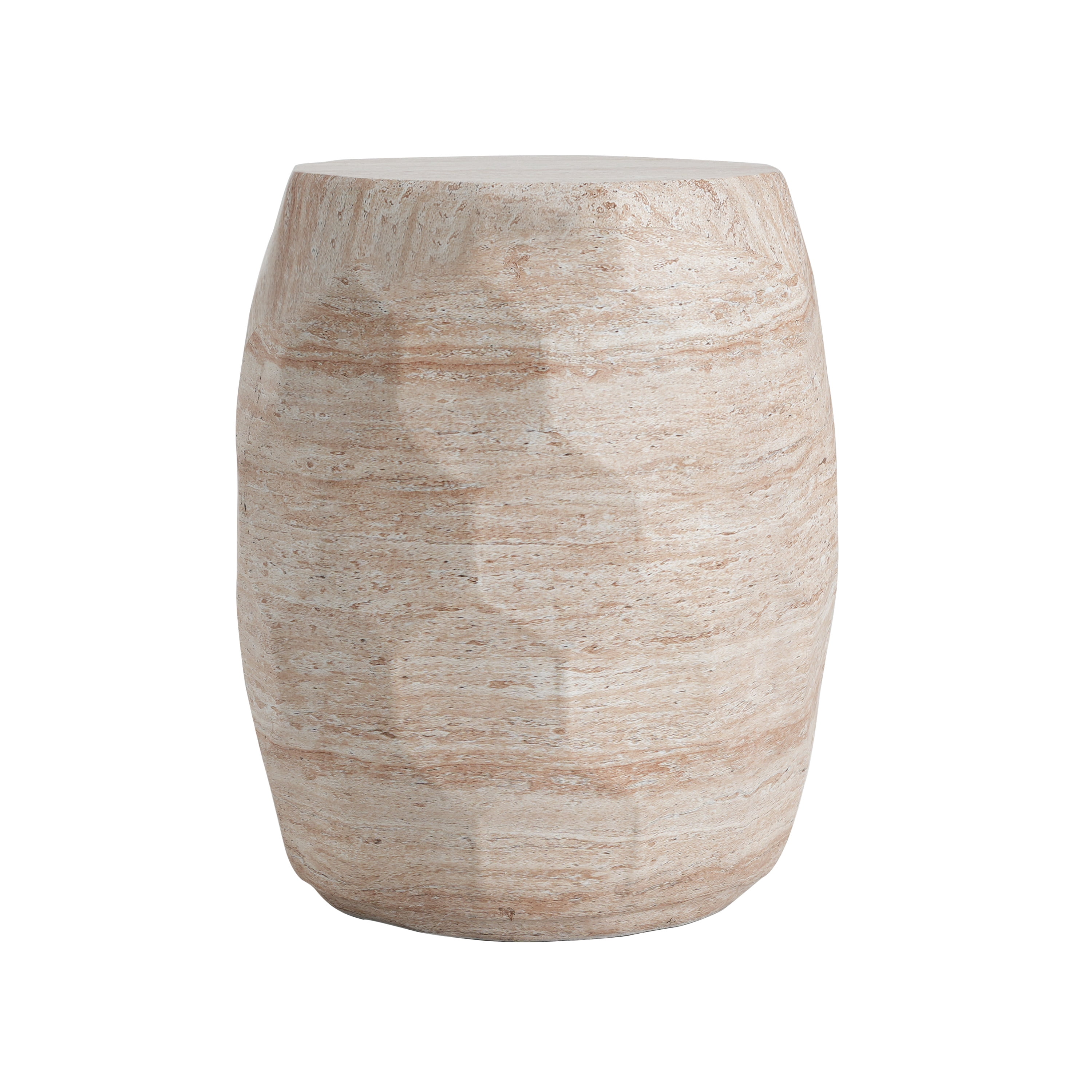 Side Table, Outdoor Indoor Lightweight Concrete Table for Patio Balcony Garden, Travertine Finish