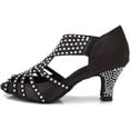 thumbnail image 2 of Women Rhinestone Dance Shoes Ballroom Latin Salsa Bachata Performance Dance Dancing Shoes High quality, 2 of 4
