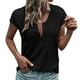 thumbnail image 1 of Camiseta casual de verano para mujer, cuello redondo, cremallera, encaje, blusas, túnica suelta, manga corta, 1 of 6