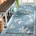 thumbnail image 3 of SAFAVIEH Courtyard Colton Botanical Indoor/Outdoor Area Rug, Navy/Blue, 6'7" x 6'7" Square, 3 of 9