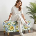 thumbnail image 2 of FOR U DESIGNS Sunflower Leaf Print Ottoman Slipcover Stretch Flip-Top Storage Bench Cover Rectangle Foot Chest Cover Washable Non-Slip Stool Protector with Elastic Band for Dogs Pets, 2 of 7