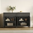 thumbnail image 6 of SICOTAS Farmhouse Buffet Sideboard Cabinet with Drawers, 29" W Fluted Coffee Bar with Adjustable Shelves, Small Modular Storage Cabinet Set of 2 for Dining Room, Living Room, Entryway, Dark Grey, 6 of 9