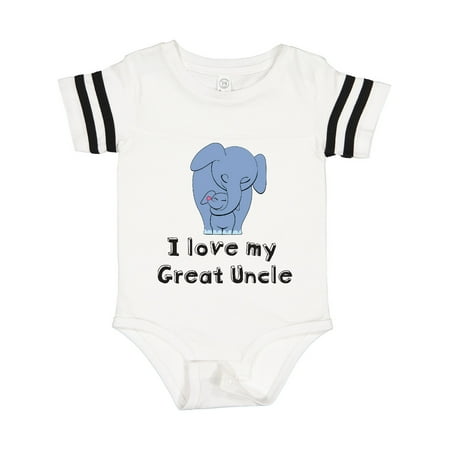 

Inktastic I Love My Great Uncle Elephant Blue Gift Baby Boy Bodysuit