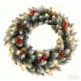 thumbnail image 6 of 24 Inch Pre-lit Christmas Wreath with LED Lights, Artificial Holiday Wreath for Front Door, Wall & Home Christmas Decorations, 6 of 8