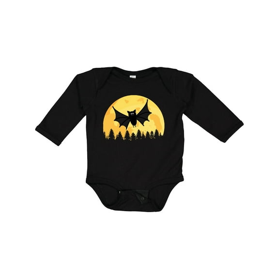 Inktastic Halloween Bat with Moon Boys or Girls Long Sleeve Baby Bodysuit