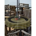 thumbnail image 2 of Outdoor Tablecloth with Umbrella Hole for Patio/Picnic/Party/Camping, Olive Green Striped Waterproof Table Cloth Round Cover Washable, Black Geometric Vintage Stripes Ombre (Dia 60"), 2 of 8