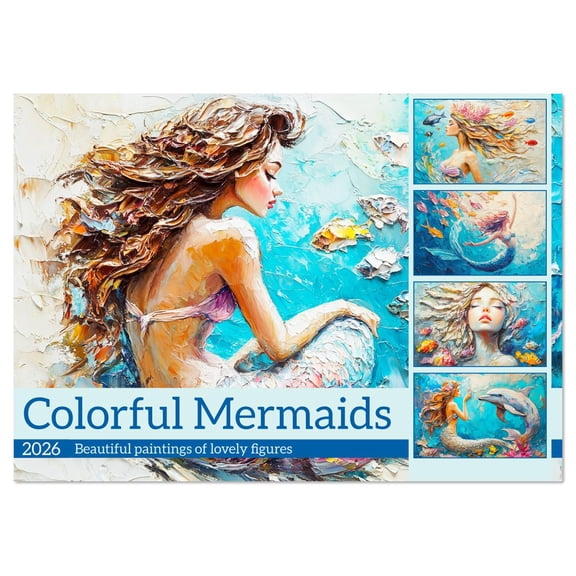 Colorful Mermaids. Beautiful paintings of lovely figures (Monthly Wall Calendar 2026 11.7 x 16.5 (open)), CALVENDO 14 Month Calendar