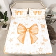 thumbnail image 2 of Homewish Watercolor Bow Full Size Sheets 4 Pieces for Cute Girls, Orange Star Butterfly Bed Sheets, Princess Bowtie Sheet Sets, Breathable Home Decor, 2 of 7