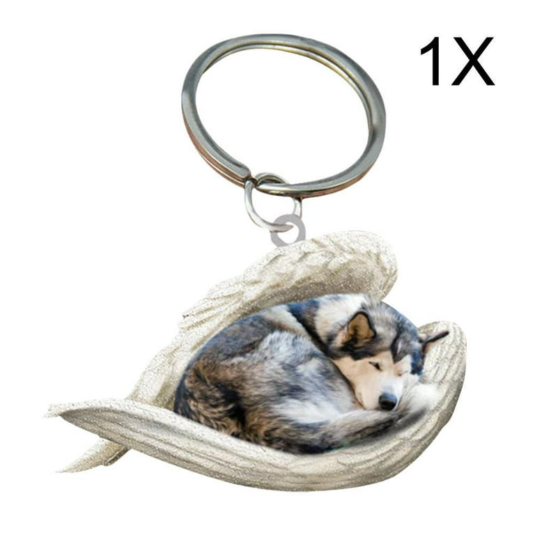 Yorkshire Terrier Sleeping Angel Wing Memorial Dog Pet Lover Flat 2D Keychain  Ring Holder Kit, Car Keyring Key Chain Charm Accessories Gift – Astrocus