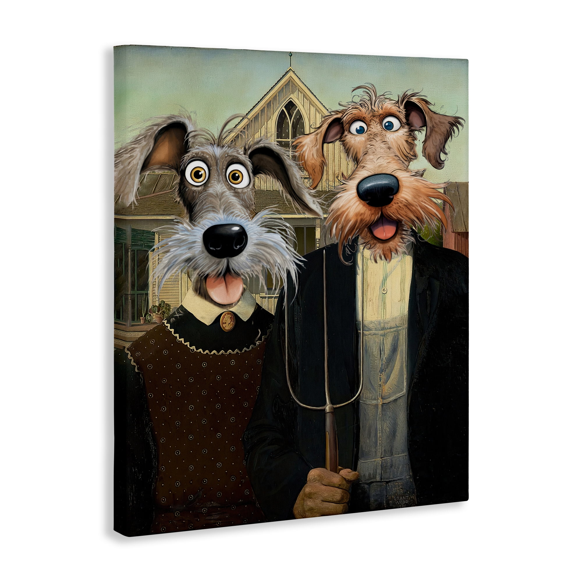 Stupell Industries American Gothic Pups Canvas Wall Art, design by Tina LeCour
