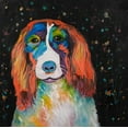 thumbnail image 2 of Atelier B Art Studio 20x20 Gold Ornate Wood Framed with Double Matting Museum Art Print Titled - Colorful Dog, 2 of 4