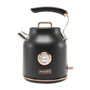 Open Box Haden 1.7 Liter Electric Water Kettle w/ 360-Degree Base, Black/Copper
