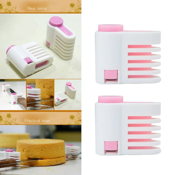 GOOHOCHY  4 Pcs Cake Slicer Adjustable Line Straight Layered Toast Pastry Tools Cutter Pink