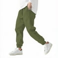 thumbnail image 2 of ZVAVZ Boys Cotton Linen Pants with Pockets Elastic Waist Drawstring Sweat Jogger Lounge Tapered Leg Harem Pants Trousers Army Green,4 Years, 2 of 7