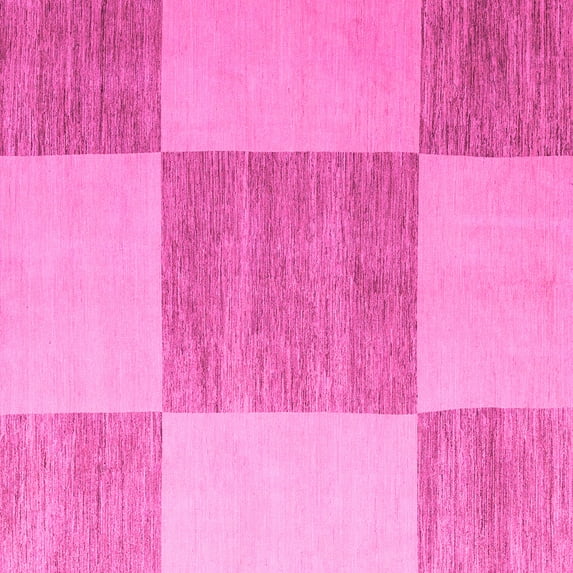 Ahgly Company Indoor Square Checkered Pink Modern Area Rugs, 8' Square