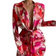 thumbnail image 1 of Txlixc Vestido de camisa de mujer con mangas largas impresas Txlixc moda, 1 of 3