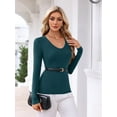 thumbnail image 4 of JYLFC Long Sleeve Tops for Women Round Neck Long Slim Fit T-shirts, Blue XL, 4 of 5