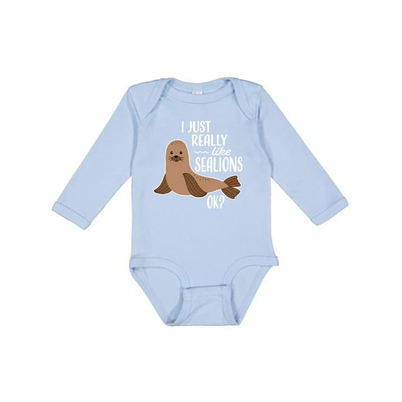 Inktastic I just Really Like Sea Lions Ok Boys or Girls Long Sleeve Baby Bodysuit