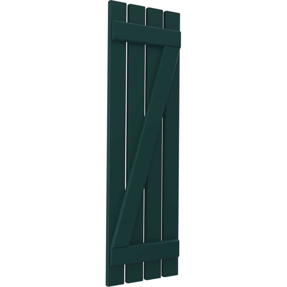 Ekena Millwork 15 1/2"W x 32"H Americraft Four Board (2 Batten) Exterior Real Wood Spaced Board-n-Batten Shutters w/ Z-Bar (Per Pair), Thermal Green