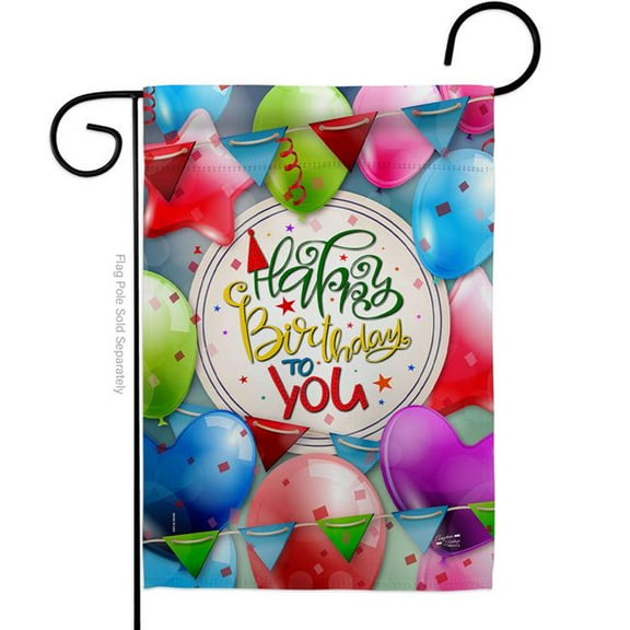 Angeleno Heritage G135081-BO Birthday Celebration Double-Sided Decorative Garden Flag, Multi Color