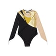 thumbnail image 5 of Alvivi Gymnastic Leotard for Girls Long Sleeve Metallic Rhinestone Ballet Dance Skating Leotard Bodysuit Gold 8, 5 of 7
