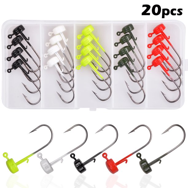 Fishing Ned Rigs Jig Hook Kit Mushroom Jig Head for Soft Lures, 1/6oz