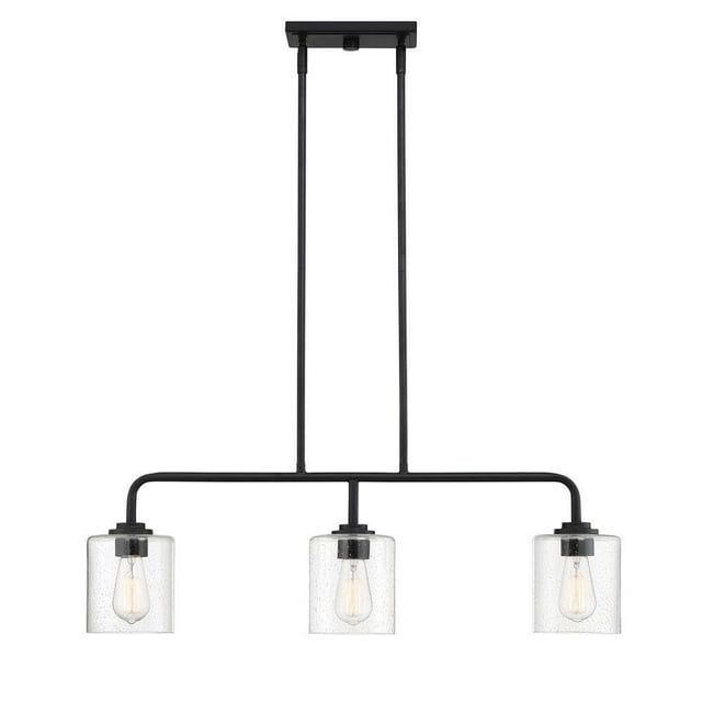 Designers Fountain 96438-MB Logan - Three Light Island, Matte Black Finish with Clear Seedy Glass