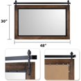 thumbnail image 2 of COSMOGO Farmhouse Barn Door Style Natural Wood Bathroom Vanity Wall Mirror 48"x30", 2 of 5