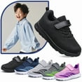 thumbnail image 3 of vibdiv Boys Girls Sneakers Kids Shoes Breathable Running Lightweight Tennis Athletic Shoes All Black Big Kid Size 1, 3 of 6