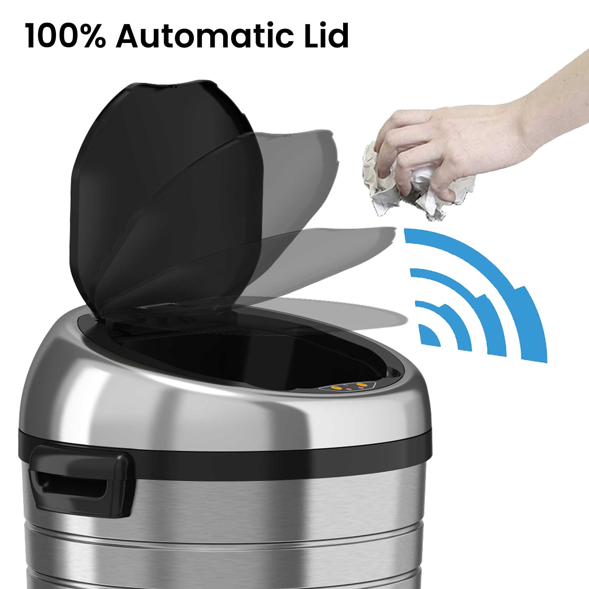iTouchless Stainless Steel Trash Can w/AbsorbX Odor Control/Wheels 18 Gal Silver IT18RC