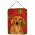 thumbnail image 1 of Carolines Treasures LH9312DS1216 Dachshund Flocons de Neige Rouges et Verts Impressions Murales Ou de Porte en Métal Aluminium de Noël, 1 of 2