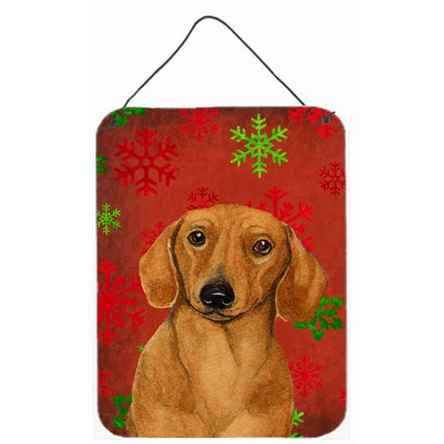 Carolines Treasures LH9312DS1216 Dachshund Flocons de Neige Rouges et Verts Impressions Murales Ou de Porte en Métal Aluminium de Noël