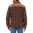 thumbnail image 3 of DYMADE Men's Winter Flannel Patchwork Check Lined Stand-Up Collar Casual Anorak Jacket Coat, 3 of 4