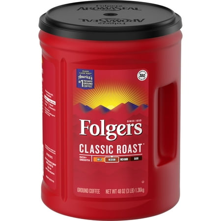 (2 pack) Folgers Classic Roast Ground Coffee, 48-Ounce (Pack of 2)