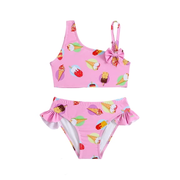 Shadoumai Girls Swimsuit Size 6 Cute Ruffle Bikini Sets for Girls Adjustable Strap Girls Tankini Swimsuit 2Piece Ribbed Ruffle Bathing Suit