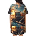 thumbnail image 6 of Haiem Cool Cat Driving Sunset Pattern Pajama Set for Women 2 Piece Lounge Set Short Sleeve Tops and Shorts Soft Sleepwear-X-Large, 6 of 7