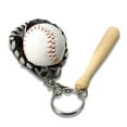 thumbnail image 3 of Yuarrent Llavero de béisbol realista de 3 piezas, guante de murciélago de madera, colgante para mochila, llavero, accesorio de oficina en Almacenamiento y organización del hogar Negro, 3 of 6
