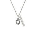 thumbnail image 2 of Delight Jewelry Black Nickeltone Crystal Initial - C - Beaded Border - Silvertone Be Strong and Courageous Bar Charm Necklace, 23", 2 of 4
