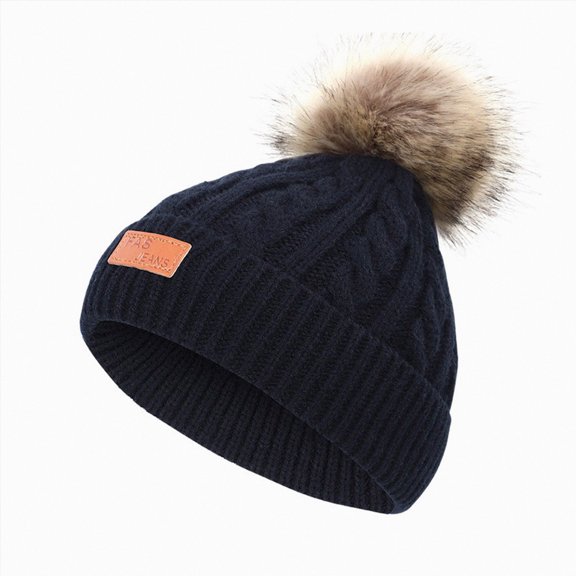 Splozh Baby Winter Hats Kids Winter Beanie Hat Warm Ski Caps with Pompom Fleece Lined Children's Knit Hat for Boys Girls,Black,1-11 Years