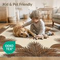 thumbnail image 4 of ODIKA 9'x12' Washable Area Rug Non-Shedding, Easy Care Beige Cream Centered Botanical Balanced Layout Rectangular Fronds for Master Suite, California King, Under Bed, 4 of 7