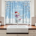 thumbnail image 2 of Ambesonne Christmas Kitchen Curtains, Snowy Winter Noel, 55"x45", White Blue, 2 of 3