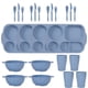thumbnail image 1 of Nvzi 24Pcs Wheat Straw Dinnerware Cutlery Sets, Divided Plates Unbreakable Bowl Microwave Dishwasher Safe Tableware Cutlery -Blue, 1 of 4
