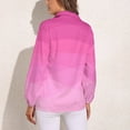 thumbnail image 3 of Pink Ombre Print Blouse Gradient Purple Retro Print Blouses Women Long-Sleeve Streetwear Shirt Summer Oversized Clothes, 3 of 7