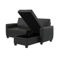 DHP Noah Sectional Sofa Bed with Storage and Twin Memory Foam Mattress, Black Faux Leather
